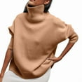 thumbnail image 3 of Women'S High Neck Sweaters Loose Fit Fall Winter Pullover Jumper Tops Camel S, 3 of 6