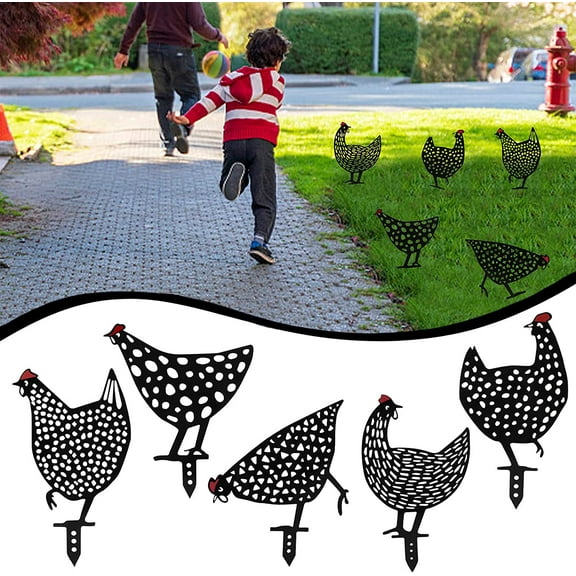SPRING PARK Metal Chicken Yard Art, Acrylic Hollow Out Rooster Animals Silhouette Statue Decor, Lifelike Animal Shape Silhouette Ornament, Hen Garden Decoration