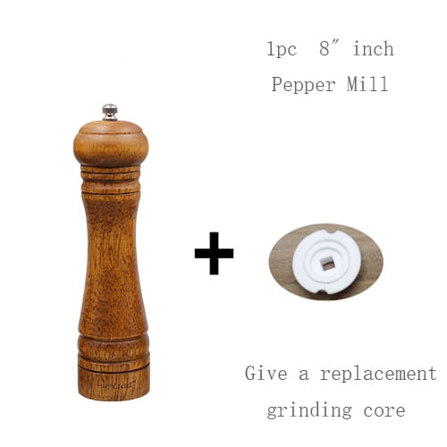 Molinillo de sal y pimienta de 5, 8 y 10 pulgadas, molinillo de grano de especias de madera maciza con núcleo de molienda de cerámica ajustable, molinos de herramientas de cocina Xemadio 2029403-3