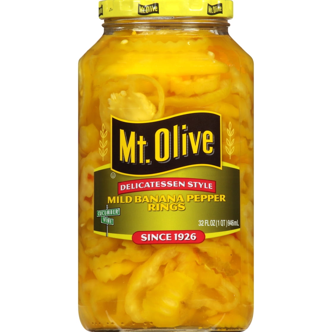 (6 pack) Mt. Olive Deli Style Mild Banana Pepper Rings, 32 fl oz jar