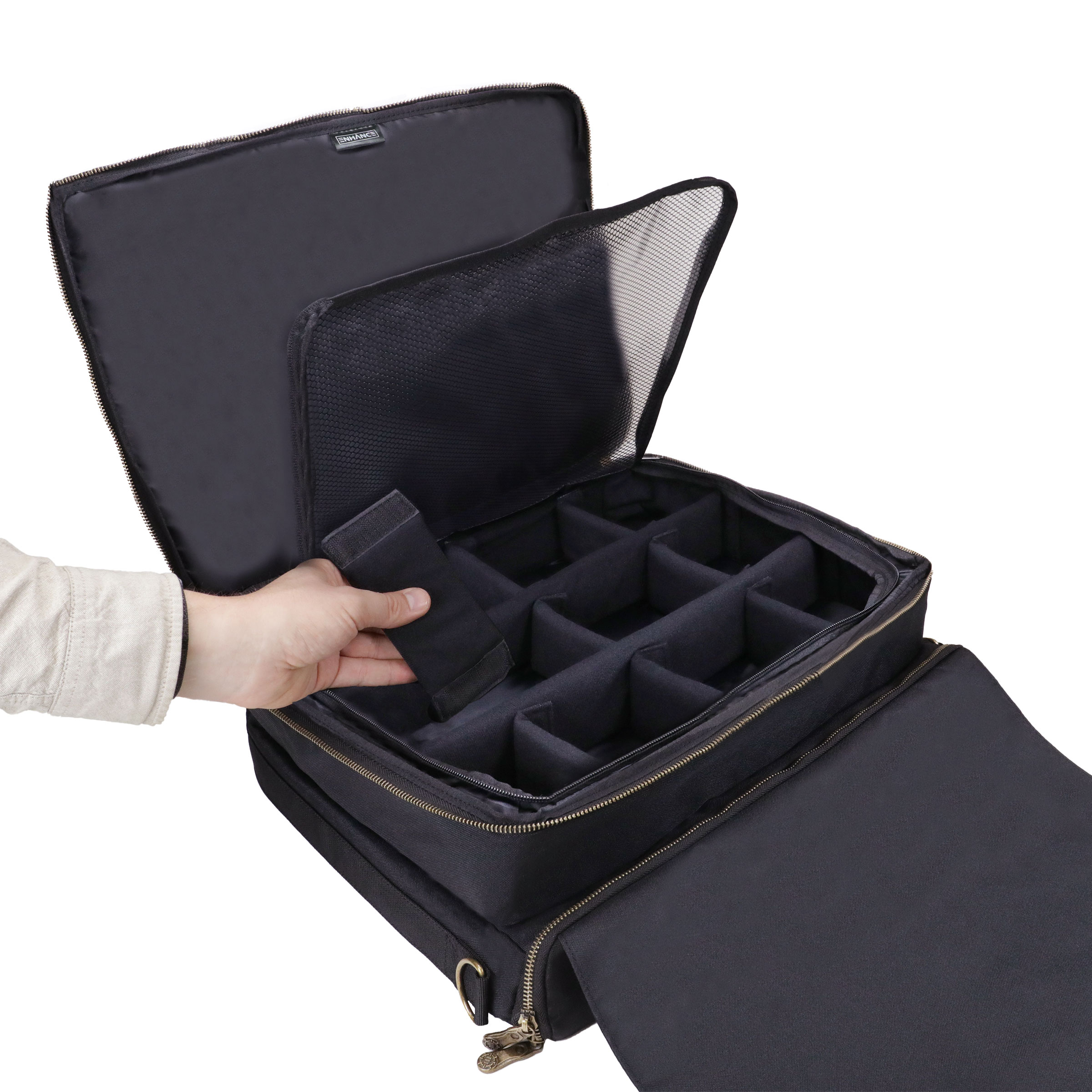 ENHANCE MTG Bag Fits Deck Boxes, Top Loader Binder with Card Defender Screen, Customizable Interior