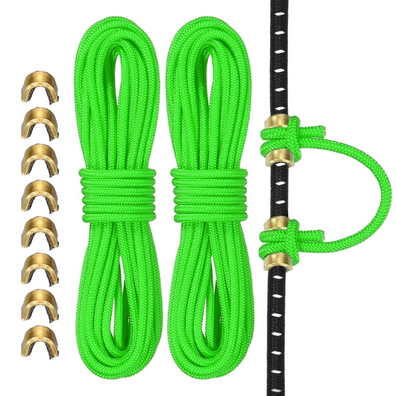Uxcell Archery D Loop Rope, Bow String D Loop Rope with Brass Nock Points 10 ft & 2 Pcs & Bright Green -Fitting for (Compound Bow Strings)