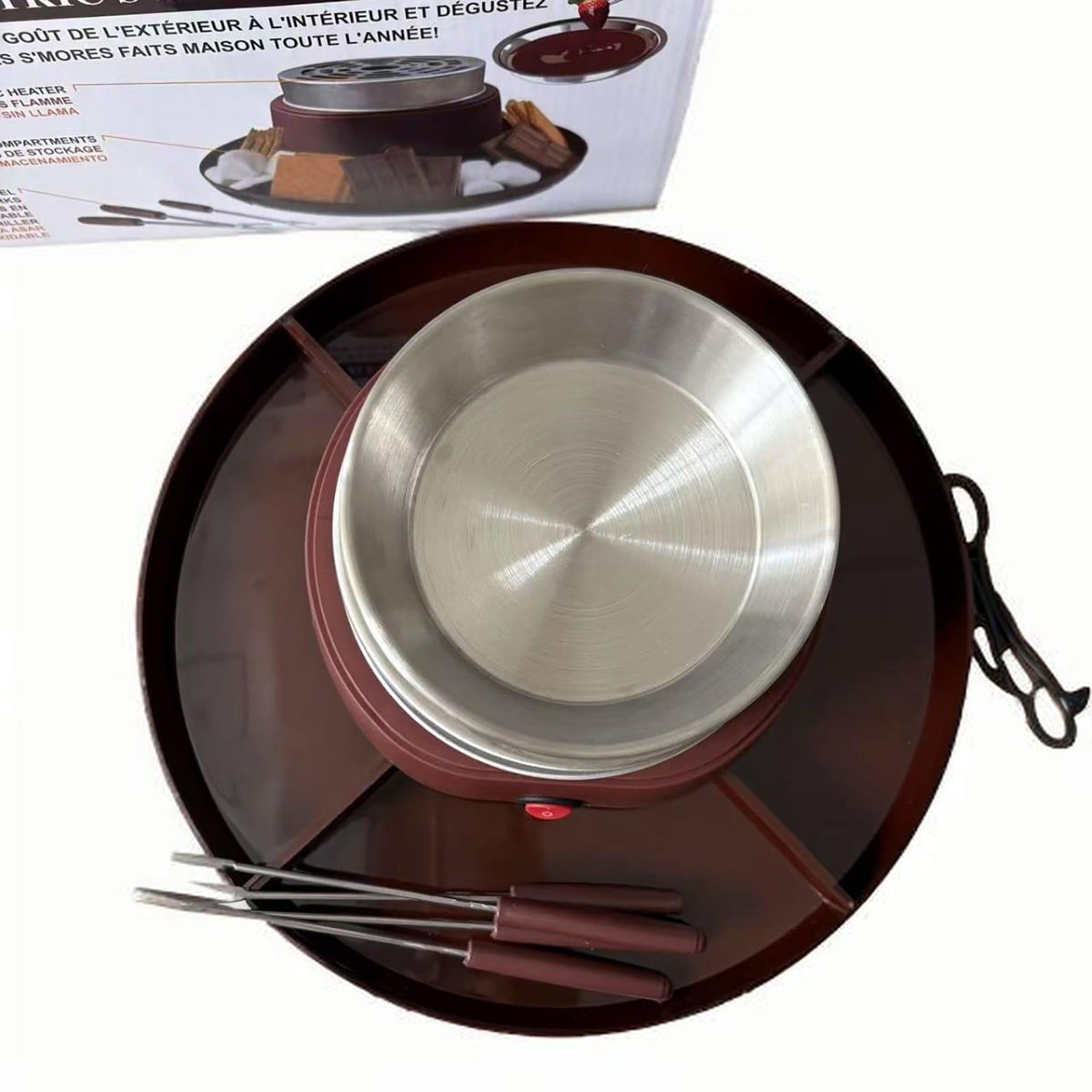 Indulgent 5 In 1 Fondue Set With Roaster Hot Pot And Platter In Rich Brown For Cozy Nights And Festive Gatherings