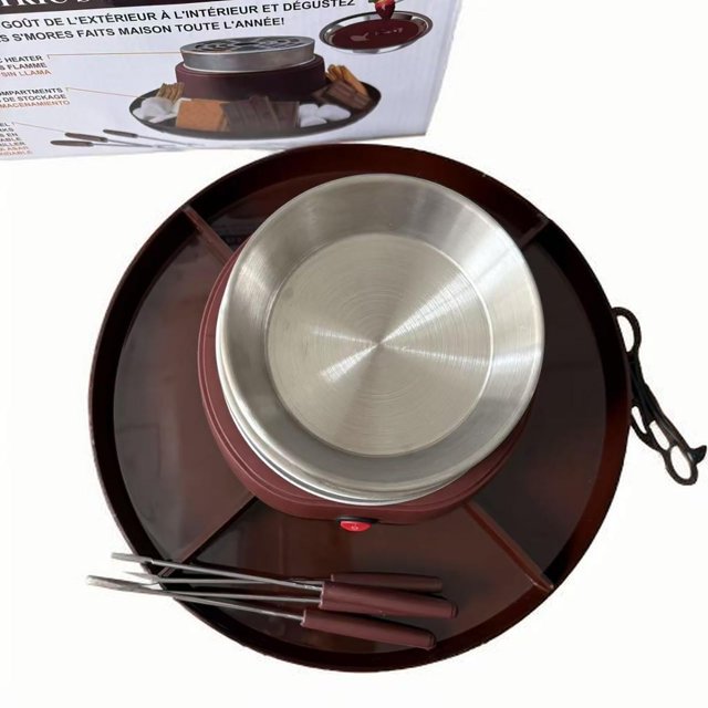 Indulgent 5 In 1 Fondue Set With Roaster Hot Pot And Platter In Rich Brown For Cozy Nights And Festive Gatherings