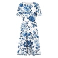 thumbnail image 2 of TaTaai Women's Floral Print Short Sleeve Knee-Length Dress with Round Neck, Breathable Fabric, and Casual Summer Style Gift, 2 of 7