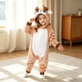 thumbnail image 4 of JIAYUE Baby Christmas Romper Winter Warm Fleece Long Sleeve Full Zipper Reindeer Hooded Jumpsuit for Casual Daily Wear, 4 of 5