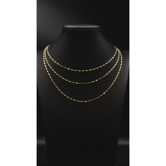 14K Solid Gold Mirror Chain,14k Solid gold 2.5mm Yellow Twisted Mirror Chain, 14k Gold Yellow women necklace,Twisted Mirror Chain (Necklace length:16;)