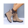 thumbnail image 3 of Avamo Womens Round Toe Military Back Lace Up Knit Ankle Cuff Low Heel Combat Boots, 3 of 4