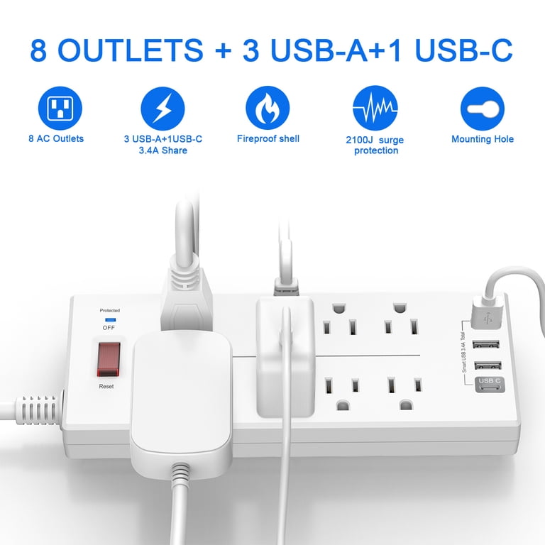 ONDOG Power Strip with 8 Outlets and 4 USB Ports photo 2
