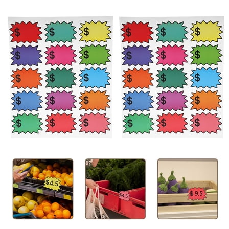 OFFIGAM 300Pcs Multi-Colored Adhesive Price Tags Stickers for Retail Store and Product Labeling