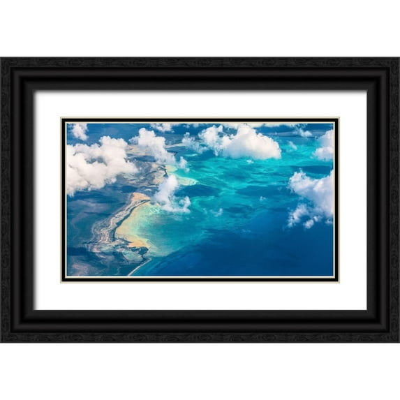(David) Dai, Wei 24x15 Black Ornate Wood Framed with Double Matting Museum Art Print Titled - Sand Beach meets ocean