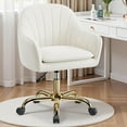 thumbnail image 2 of BestEra Vanity Chair with Wheels, Comfy Home Office Desk Chairs Adjustable Modern Velvet Makeup Vanity Chairs for Bedroom Living Room-Beige, 2 of 16