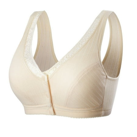 

Comfortable Cotton Large Size Bra with Front Button Wireless Underwear Womens Bra Comfortable Cotton Large Size with Front Button Wireless Underwear Breathable Seamless Bras Womens 46 Dark Skin Color