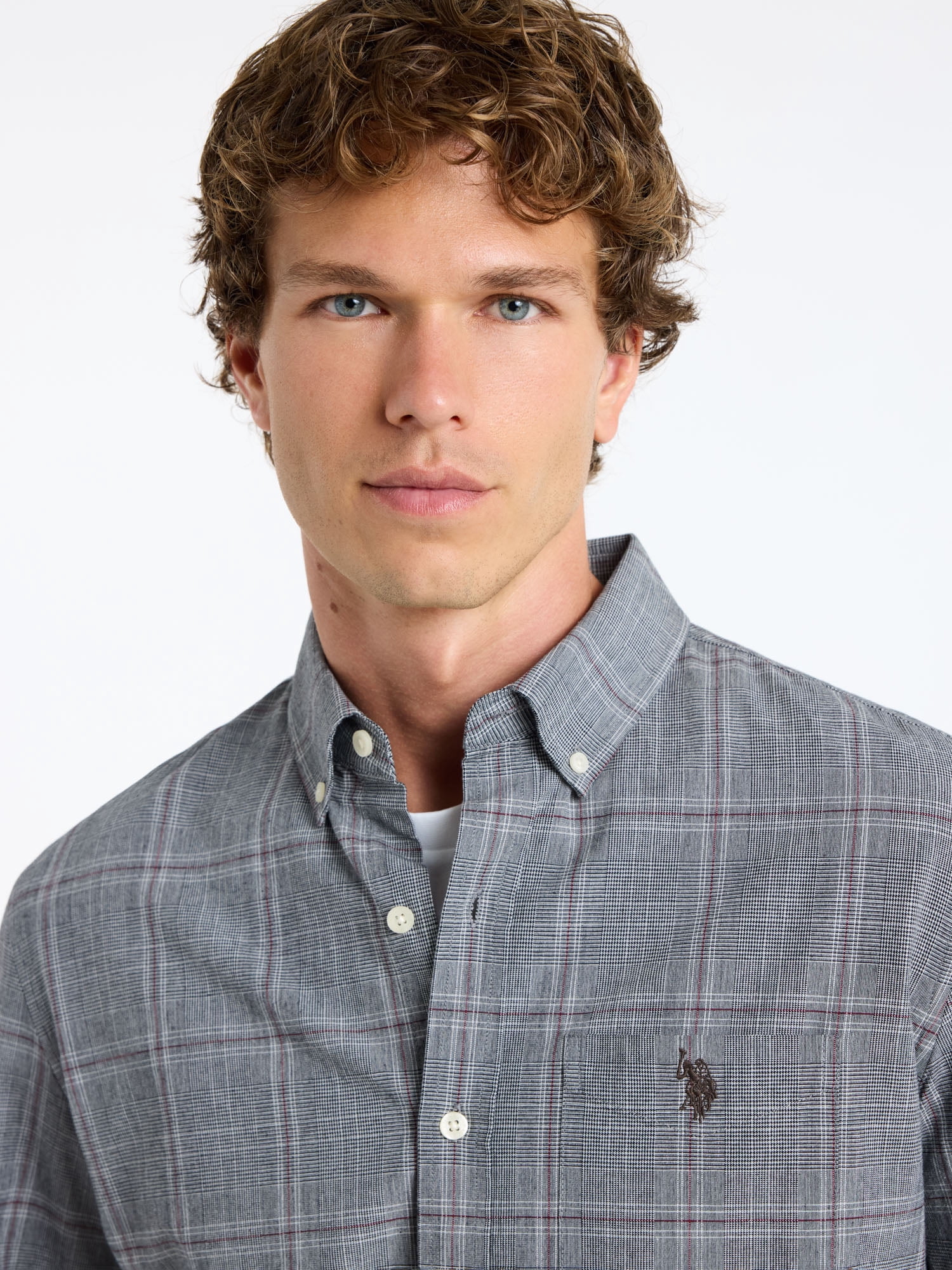 U.S. Polo Assn. Men's Soft Cotton Madras Button Down Shirt
