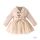 thumbnail image 1 of Eliza-Girls Otoño Casual A-line Vestido De Manga Larga Solapa Tul Patchwork Con Cinturón, 1 of 4
