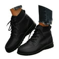thumbnail image 3 of XIMIN Men Women Fall Boots High Top Vintage Leather Ankle Boots Cam Moccasin Toe Chukka Lace-Up Flat Boot Arch Support Comfy Outdoor Anti-Slip Walking Booties, 3 of 8