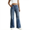 thumbnail image 2 of Women's Fashion Casual High Waist Baggy Wide Leg Jeans, Stretchy Denim Pants with Four-Pocket Design and Button Front Closure, Comfortable Loose Fit Trousers for Daily Wear Blue M, 2 of 7