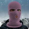 thumbnail image 3 of 1PC Hat Purple Acrylic 3 Hole Winter Knitted Hat Outdoor Sports Full Head Cover Ski Hat Warm Knit Hat for Adult, 3 of 3