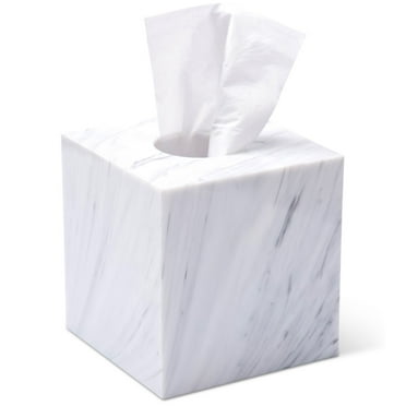 Tissue Box Cover Holder Dispenser for Square Cube Tissue Boxes, Acrylic Marble Bathroom Accessories