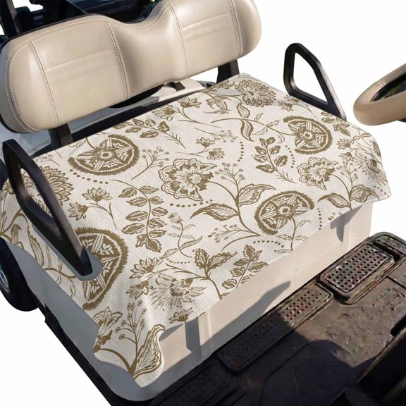 Golf Cart Seat Cover Beige Pastoral Flowers Club Car Golf Cart Seat Covers Soft Absorbent Golfcart Towel Blanket Farmhouse Floral Golf Seat Covers for Cart Decor Fits 2 & 4 Passenger 51"x31"