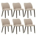 thumbnail image 2 of Modern Fabric Side Dining Chairs with Cushioned Seat Set of 6, Upholstered Dining Room Chairs for Kitchen, Camel, 2 of 7