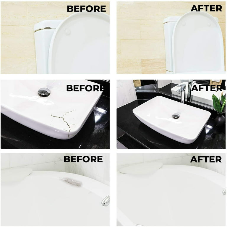 Tub Repair Kit White for Acrylic, Porcelain, Enamel & Fiberglass Tub Repair  Kit for Sink, Shower & Countertop - Bathtub Refinishing Kit for Cracked