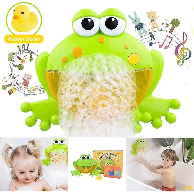 Baby Bath Bubble Toys Set, Automatic Frog Bubble Maker Kids Bath Bubble Machine With 12 Music Baby Fun Bath Toys