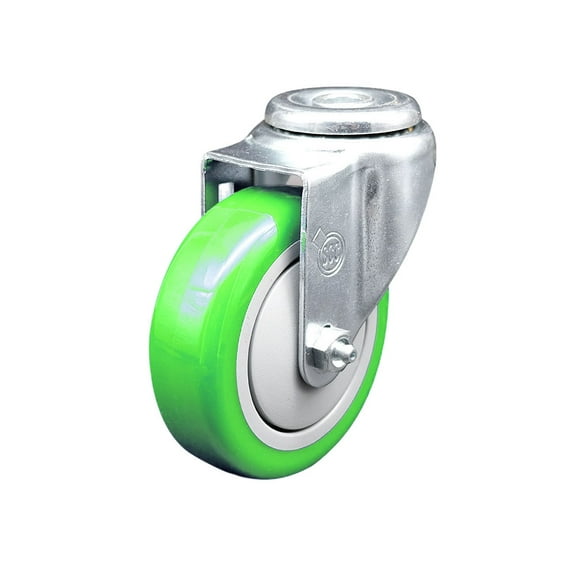 4 Inch Green Polyurethane Wheel Swivel Bolt Hole Caster Service Caster Brand