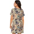 thumbnail image 2 of Bixox Floral With Birds Pattern Women's Nightgown, Soft & Breathable Sleepwear, Round Neck Knee-Length Pajama Dress,Loungewear for Home & Sleep, 2 of 7