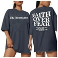 thumbnail image 1 of Fgnfyis T-Shirt Décontracté à Manches Courtes et Col Rond pour Femmes avec Imprimé Lettre, Gris Foncé, Taille P, 1 of 5