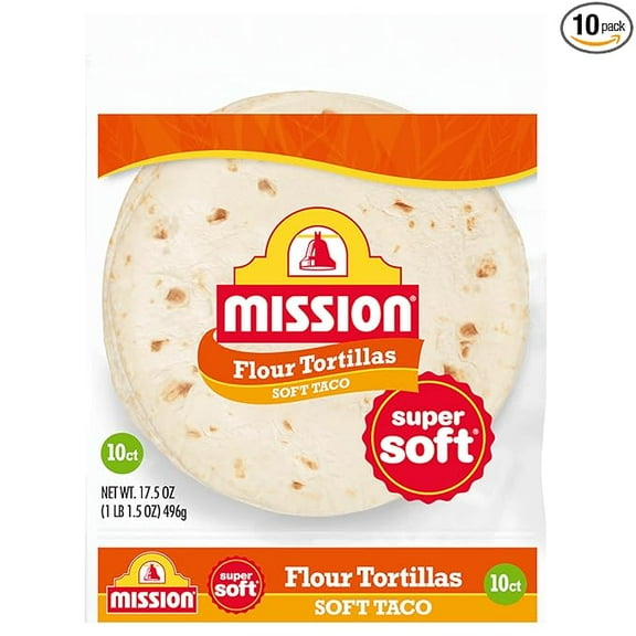 Mission Soft Taco Flour Tortillas, Medium Size, 10 Count, Trans Fat Free ( Pack of 2 )