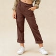 thumbnail image 2 of Posijego Girls Cotton Linen Pants High Waist Lightweight Casual Straight Leg Pants Solid Color Summer Pants with Pockets, 2 of 8