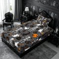 thumbnail image 2 of Erosebridal Gothic Skeleton Ghost Twin Fitted Sheet 2 Pieces,Halloween Black Cats Bedding,Dark Grey,1 Fitted Sheet and 1 Pillowcase, 2 of 4