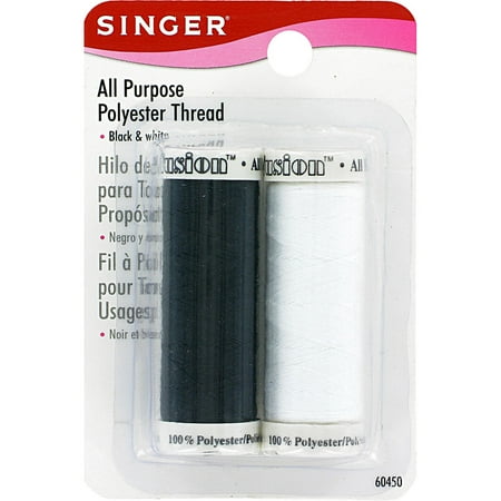 UPC: 0075691604509 | Singer All-Purpose Polyester Thread 200yd 2/Pkg-Black & White