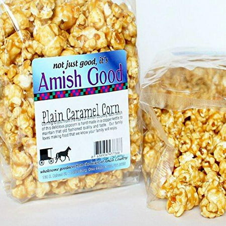 Amish Good Premium Caramel Popcorn Hand Stirred in Copper Kettle Real Butter and Coconut Oil Makes Better Caramel Corn 10 Ounce Bag