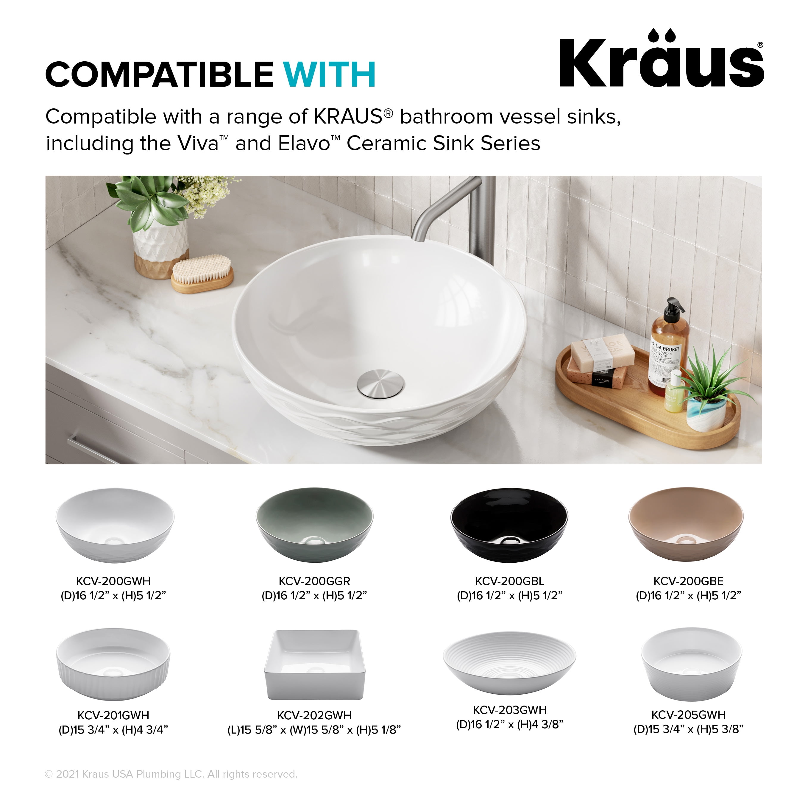 KRAUS Bathroom Sink Pop-Up Drain with Extended Thread in Satin 