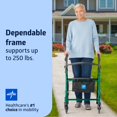 thumbnail image 2 of Andador con ruedas Medline de aluminio con asiento, color verde, capacidad de peso de 113 kg, ligero, ruedas de 15 cm, plegable, asas ajustables, ideal para personas mayores., 2 of 5