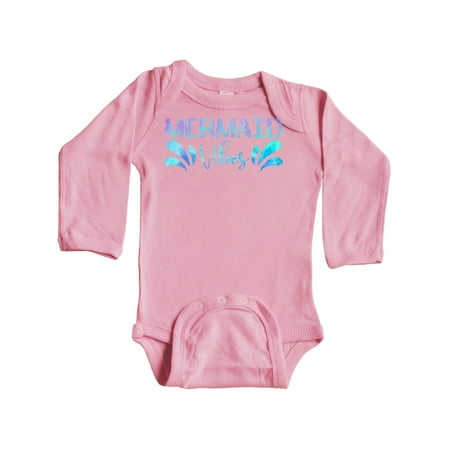 

Inktastic Mermaid Vibes Text in Blues Gift Baby Boy or Baby Girl Long Sleeve Bodysuit