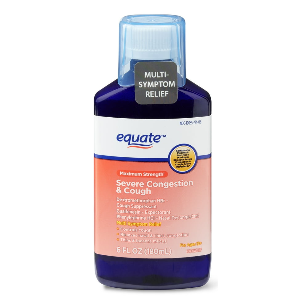 Equate Maximum Strength Severe Congestion & Cough, Ages 12+, 6 fl. Oz