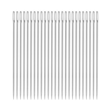 Uxcell 25 pack Hand Sewing Needles, 1.97 inch Length Large Eye Stitching Needles Metal Sewing Needle Easy to Thread