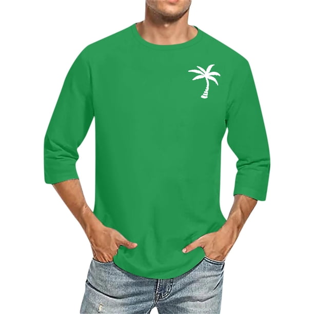 Camisas de Manga Larga para Hombres Imprimir Casual Cuello Redondo Blusa de Manga Corta, Camisas de Lino para Hombres