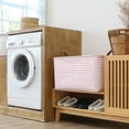 thumbnail image 6 of Hinwo 18.6 Gal./74.4 Qt./70.2 L Canvas Storage Bins, Rectangle Storage Baskets, Storage Cubes with Totes, Drawstring Closure, 22 x 15 x 13 Inches, 2-Pack, Pink Stripe, 6 of 6