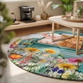 thumbnail image 3 of Round Rugs 4Ft, Pig Cow Horse Round Area Rug Washable Indoor Throw Carpet, Farmhouse Truck Farm Cabin Botanical Floral Soft Non Slip Circle Rug for Kitchen Nursery Room Home Decor Aesthetic, 3 of 8