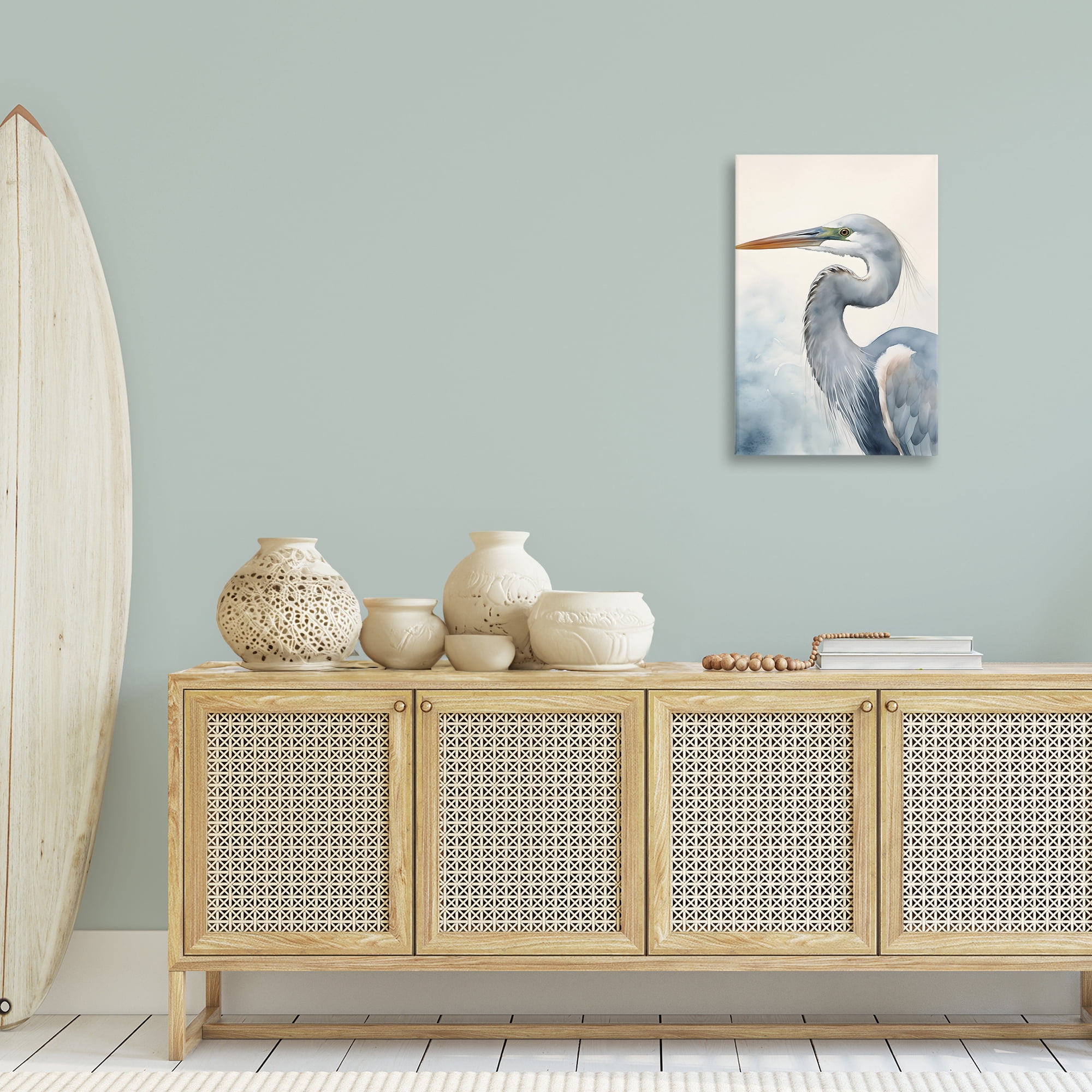 Stupell Industries Quiet Heron Looking Left Animals & Insects Painting Gallery Wrapped Canvas Art Print Wall Art, 20 x 30
