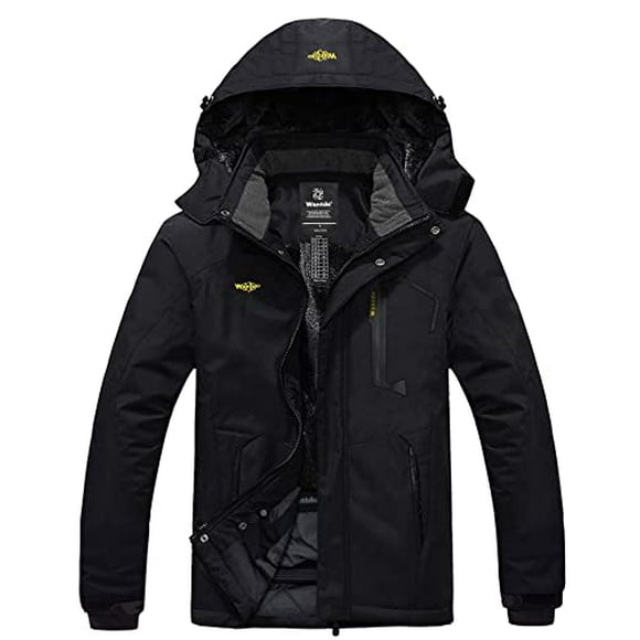Wantdo Men's Waterproof Mountain Jacket Fleece Windproof Ski Jacket US L Black L