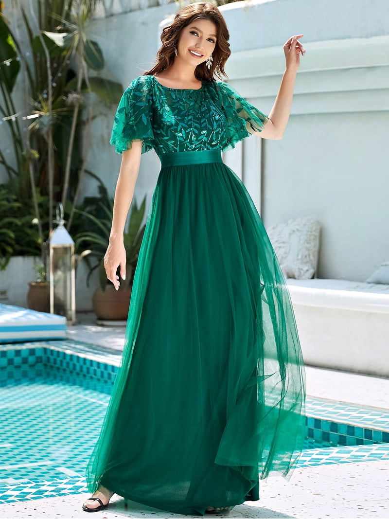 round neck bridesmaid dresses Round Neck A Line Wholesale Bridesmaid Dresses with Lantern Sleeves main image 0