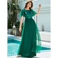 thumbnail image 5 of Toamir Womens Round Neck Flutter Sleeve Long Evening Bridesmaid Dresses for Women 00904 Green US6, 5 of 5
