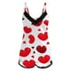 thumbnail image 4 of Conjunto sexy de camisola y pantalones cortos para mujer, 2 piezas, poliéster, estampado Love, ribete de encaje en la espalda, tallas S-XXL, ideal para el verano, para estar por casa, para citas o, 4 of 5
