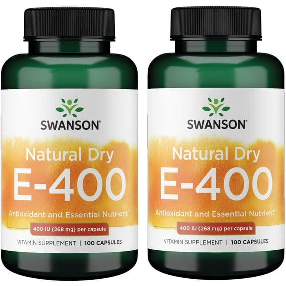 Swanson Natural Dry Vitamin E 400 Iu (180.2 Milligrams) 100 Capsules (2 Pack)