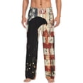 thumbnail image 2 of Lsque Wood Grain Bald Eagle Print Men's Pajama Pants, Lounge Pant - Comfortable Home Wear,Elastic Waistband, Stylish Design-XX-Large, 2 of 9